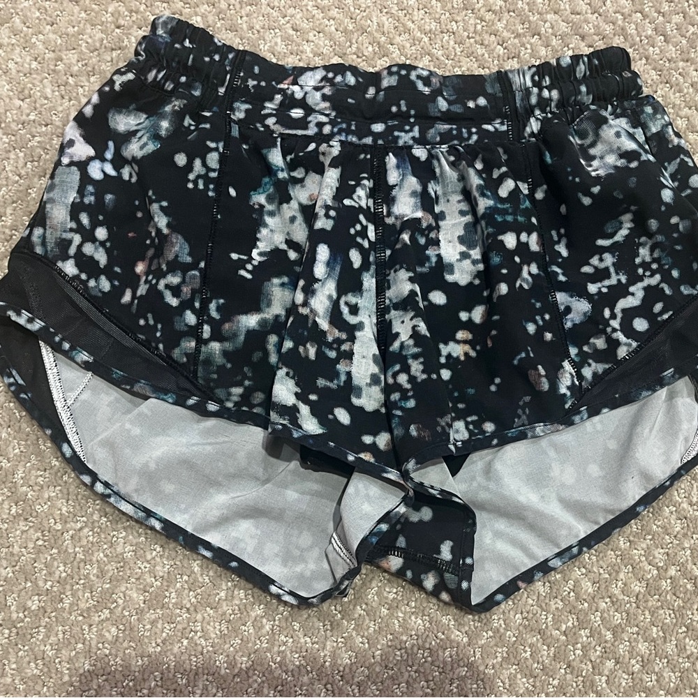 Lululemon Athletica Black and White Patterned Athletic Shorts